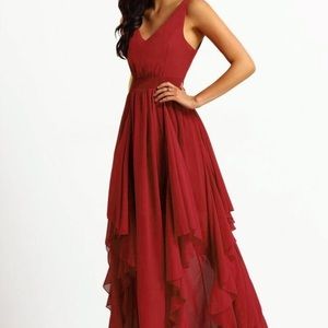 Burgundy red chiffon dress
